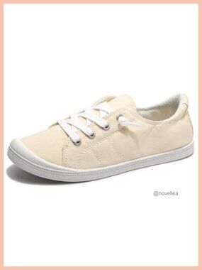 Women's Canvas Slip On Sneakers Low Top Casual Flat Shoes